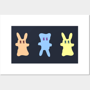 Pastel Bunnies with upside-down Bunny Ghost Posters and Art